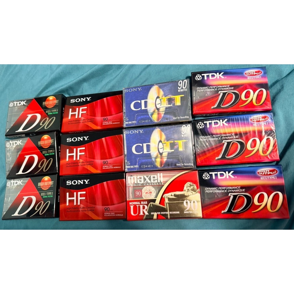 TDK Sony Maxell 90 Min Blank Audio Cassette Tapes Lot Of‎ 13 NEW